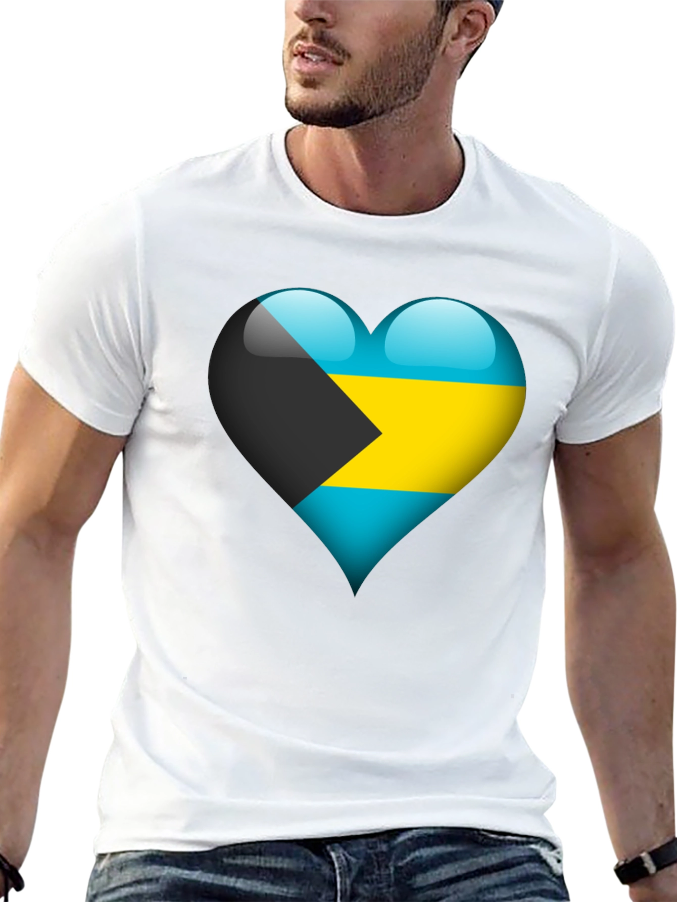 Bahamas Flag Heart T-Shirt - Show Your Pride!