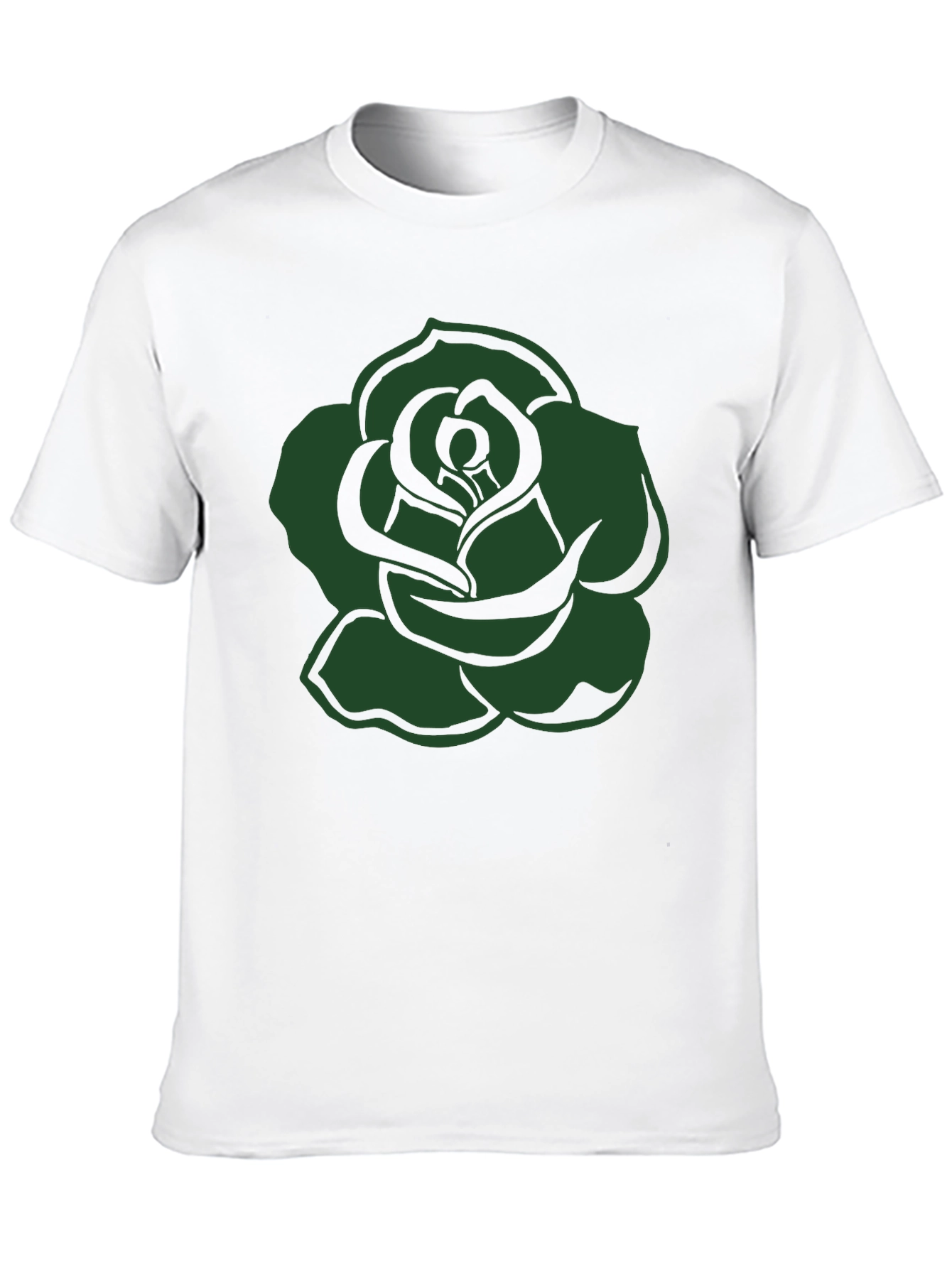 Black T-Shirt with Green Rose Graphic