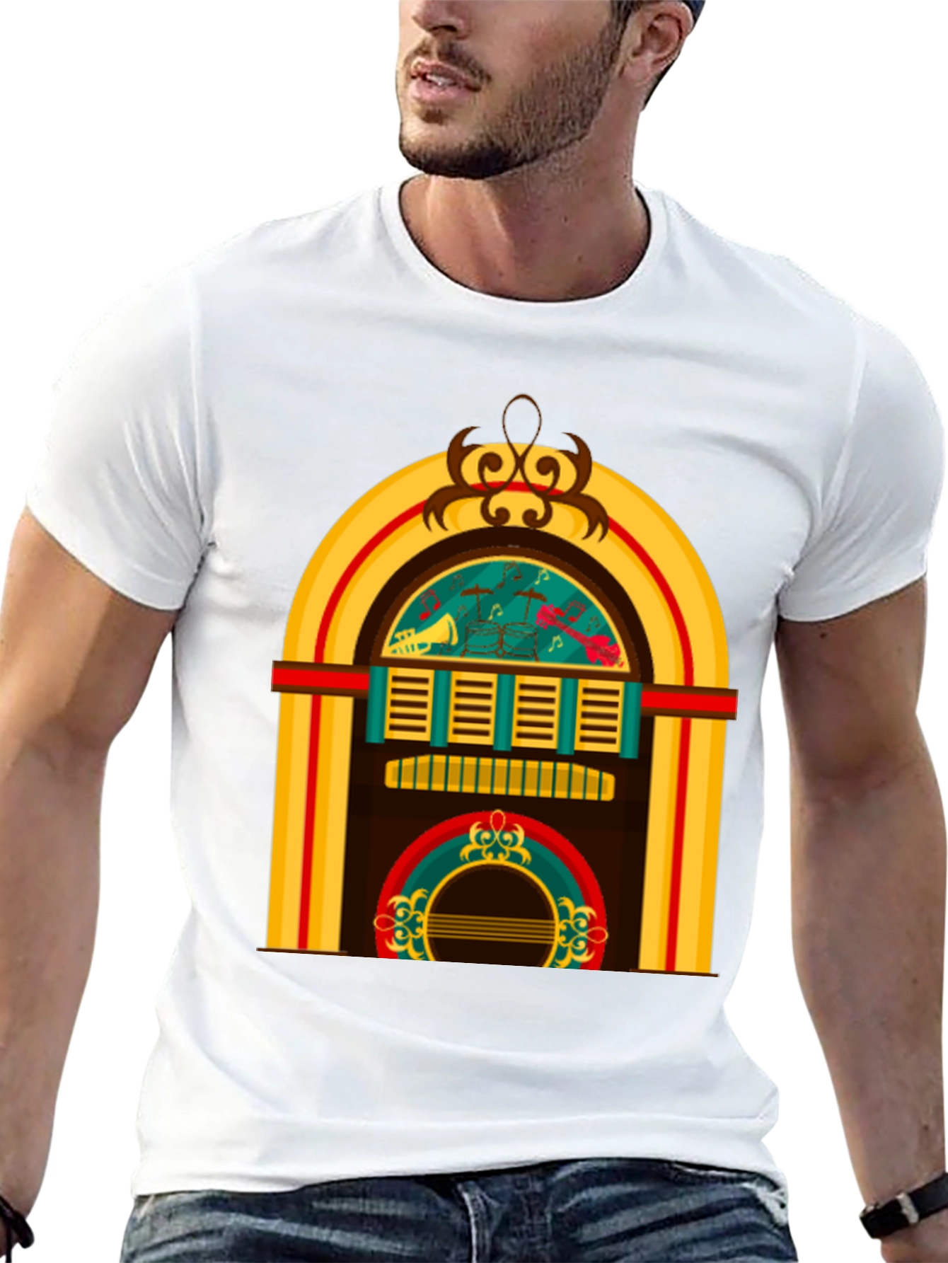 Retro Jukebox Graphic Tee - Black