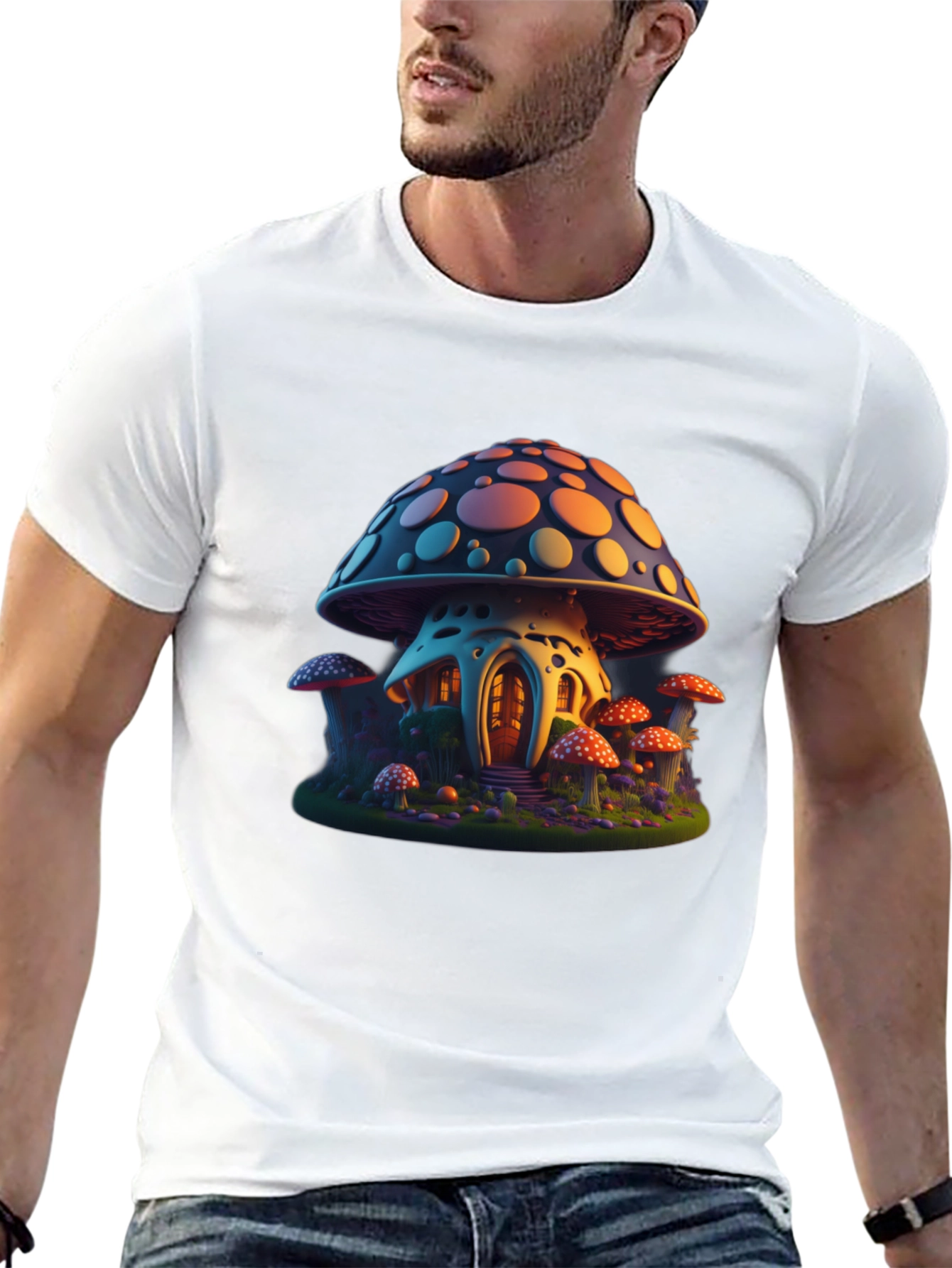 Mushroom House Graphic Tee - Black