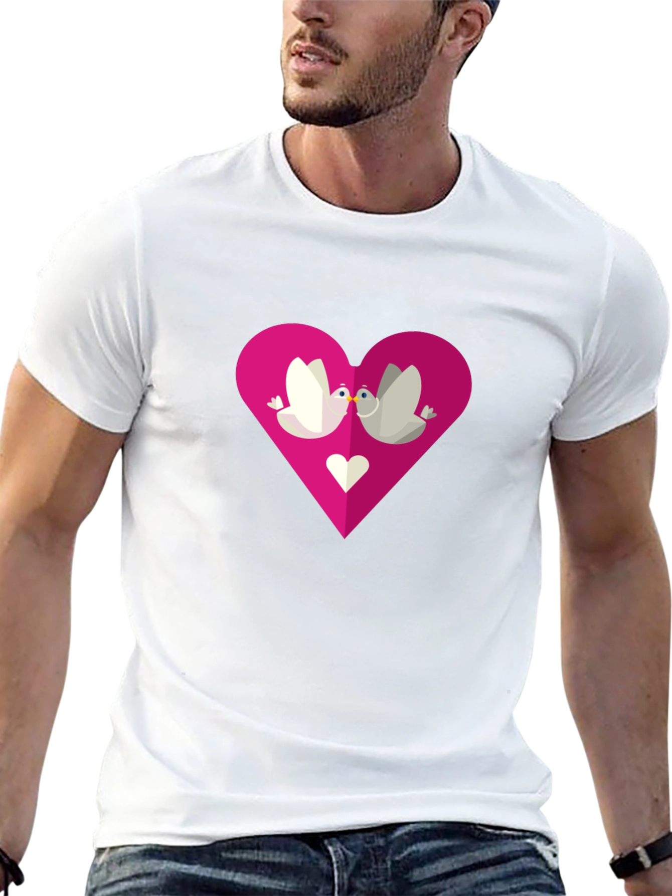 Love Birds Heart Graphic Tee - Black