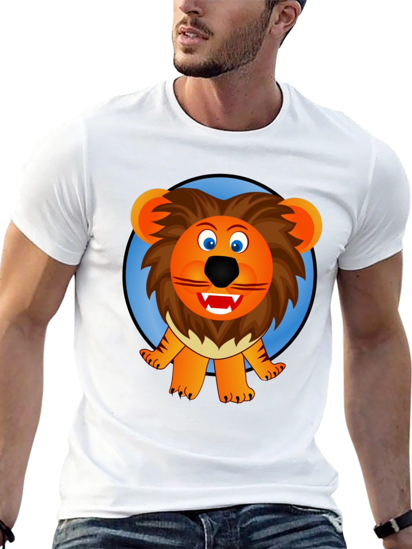 Lion Cartoon Graphic Black T-Shirt