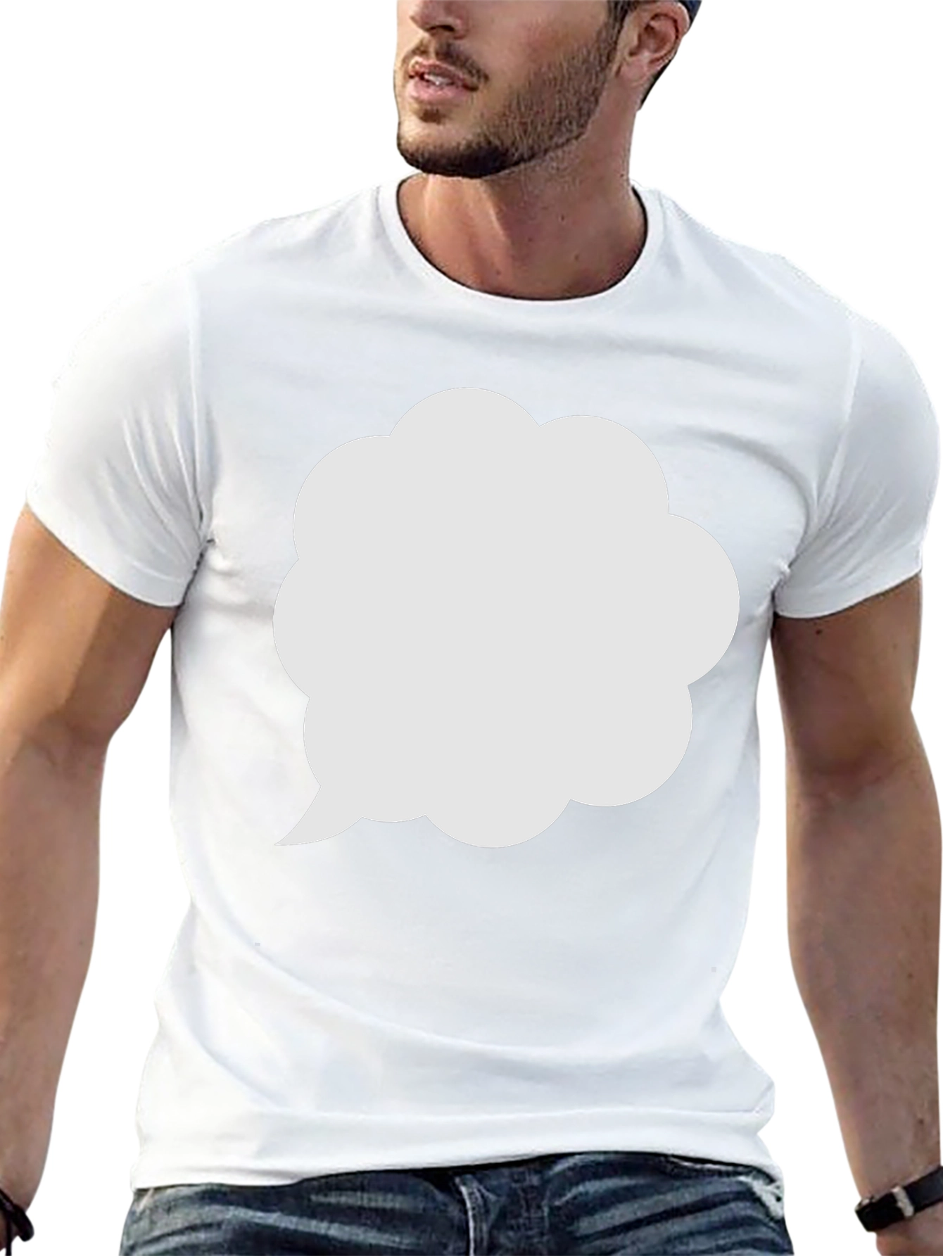 Mens Black T-Shirt with White Speech Bubble Design