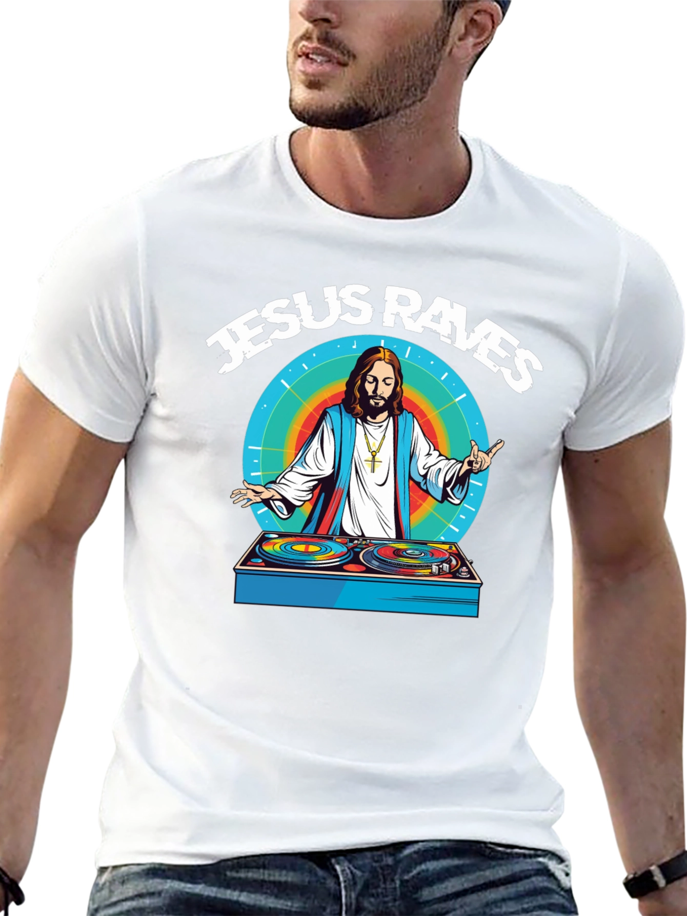 Jesus Raves Graphic T-Shirt - Black