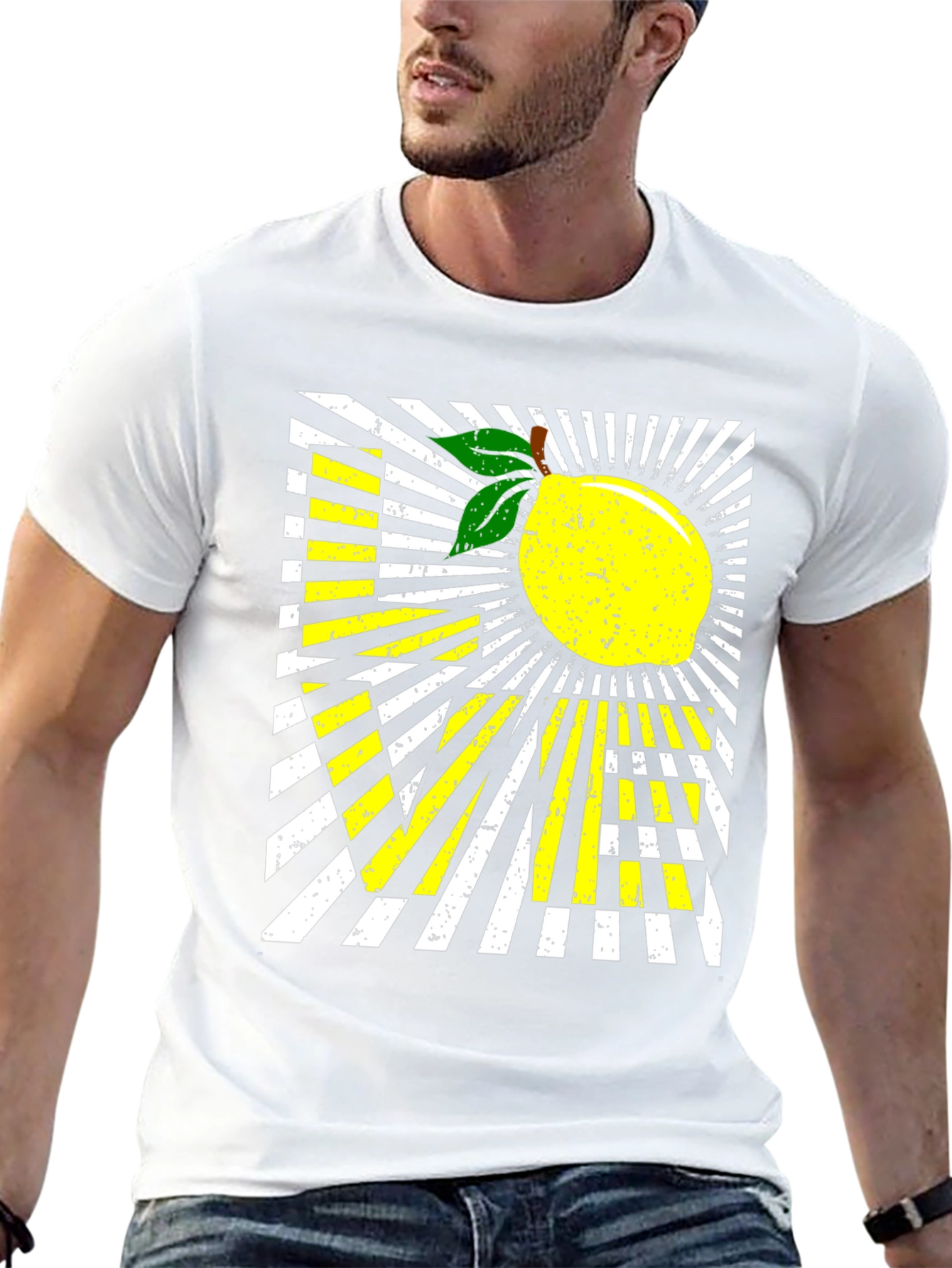 Lemon Graphic Tee - Modern Striped Design