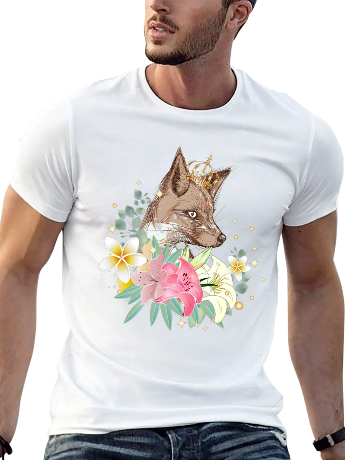 Fox with Crown Floral T-Shirt