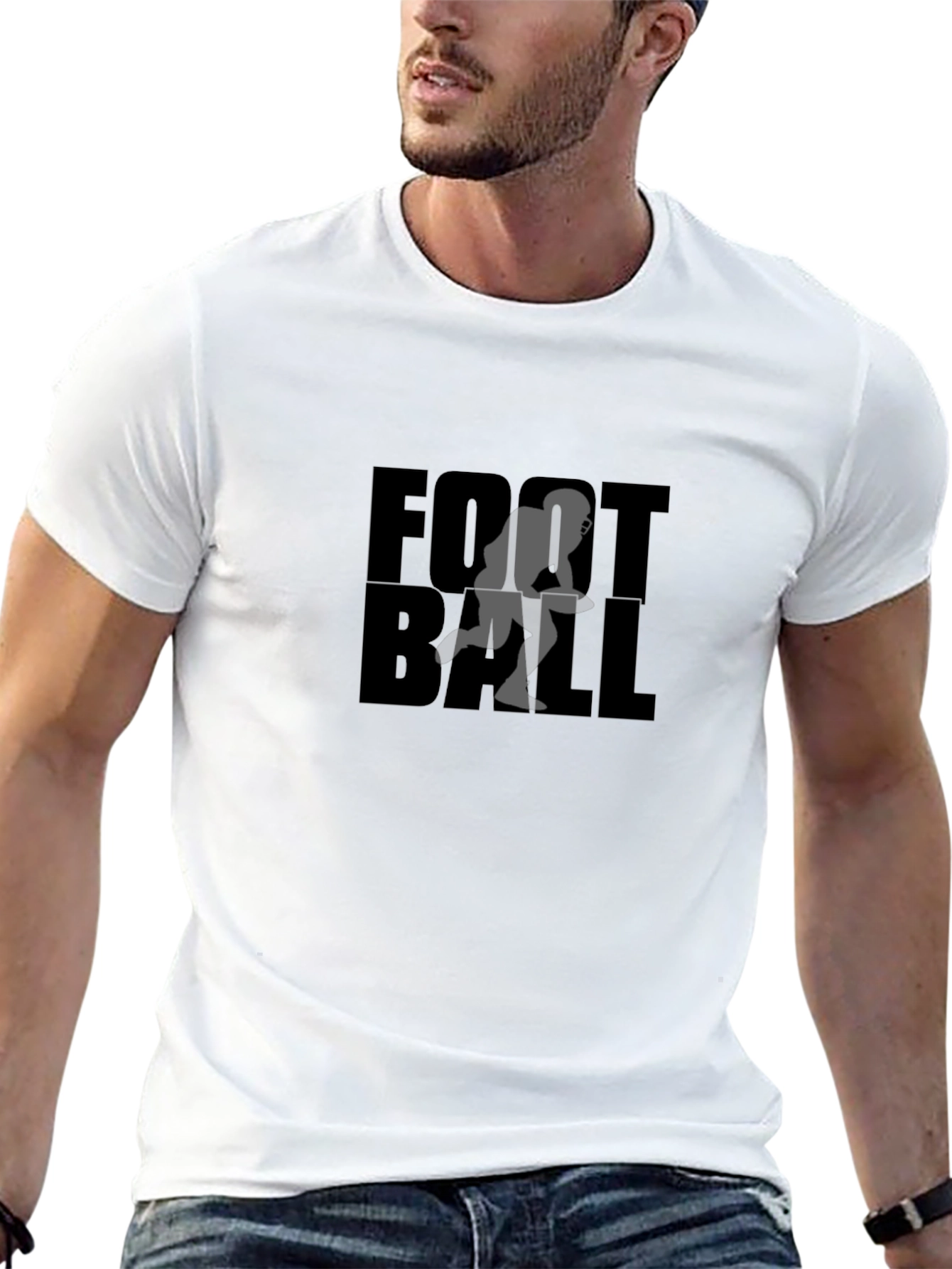 Football Player Graphic Tee - Black