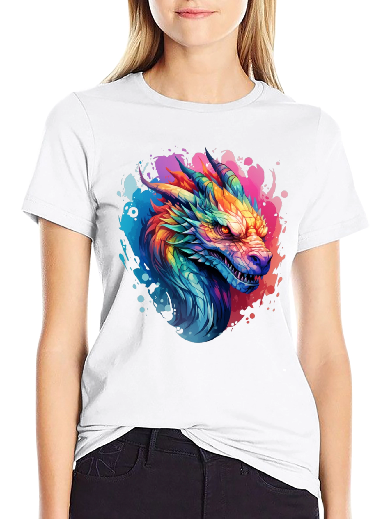 Rainbow Dragon Graphic T-Shirt - Mens Black Tee