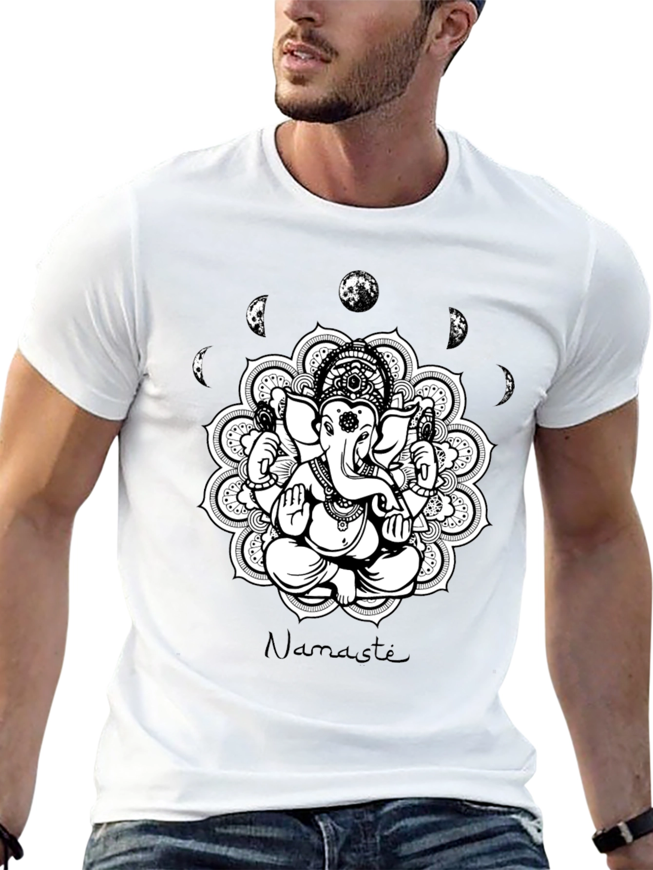 Ganesh Namaste Mandala Black T-Shirt