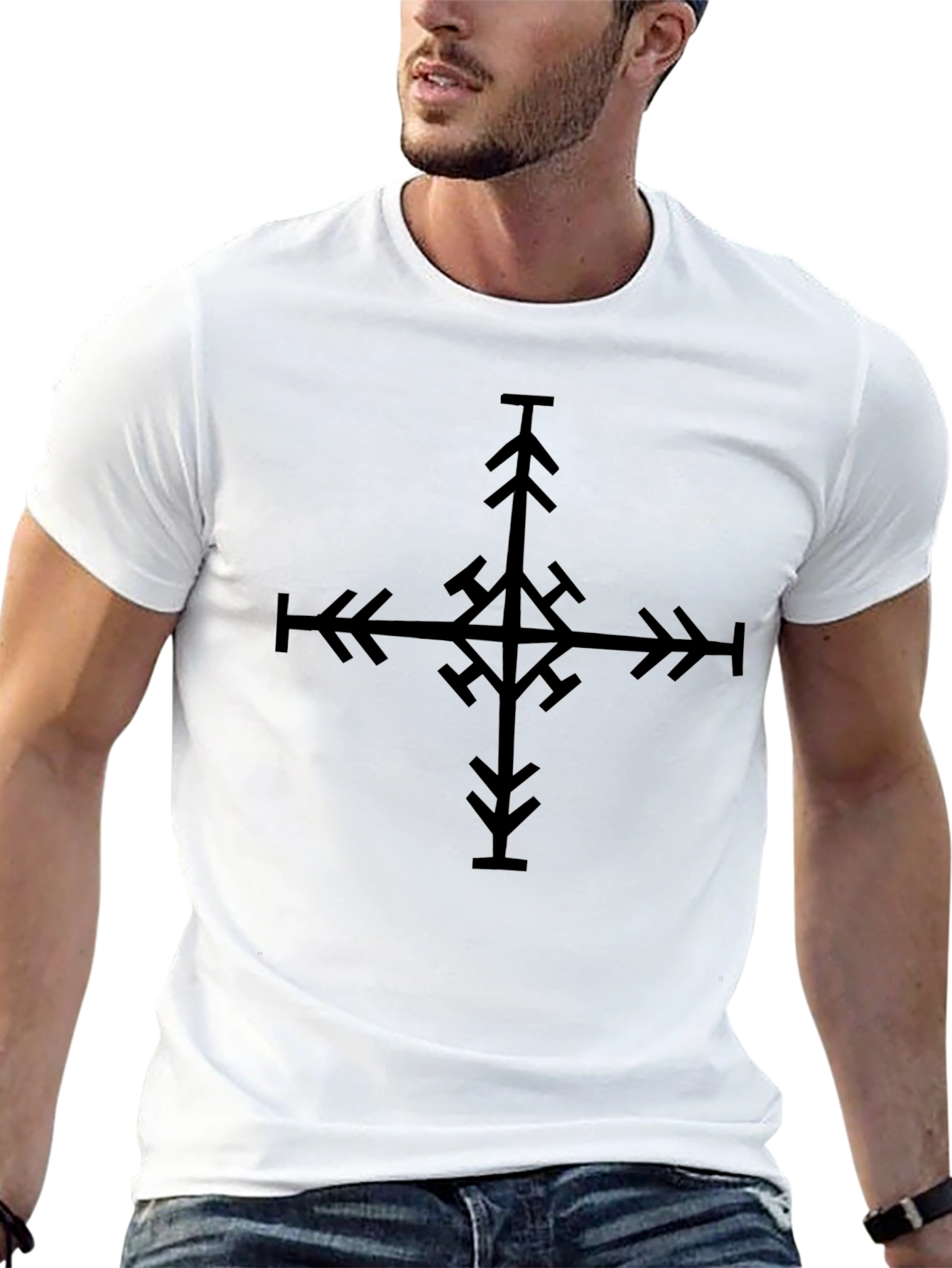 Abstract Cross Graphic Tee - Mens Black T-Shirt