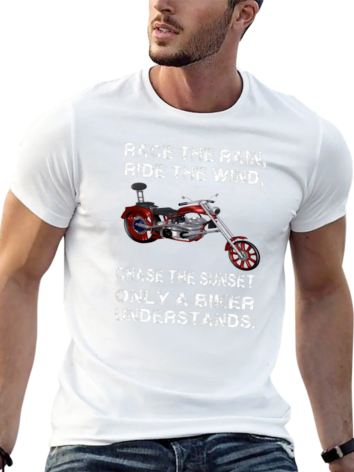 Biker T-Shirt: Race the Rain Ride the Wind