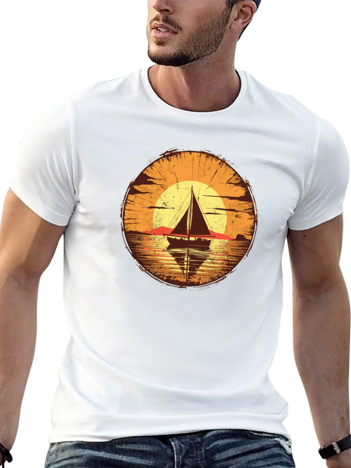 Sailboat Sunset Graphic T-Shirt