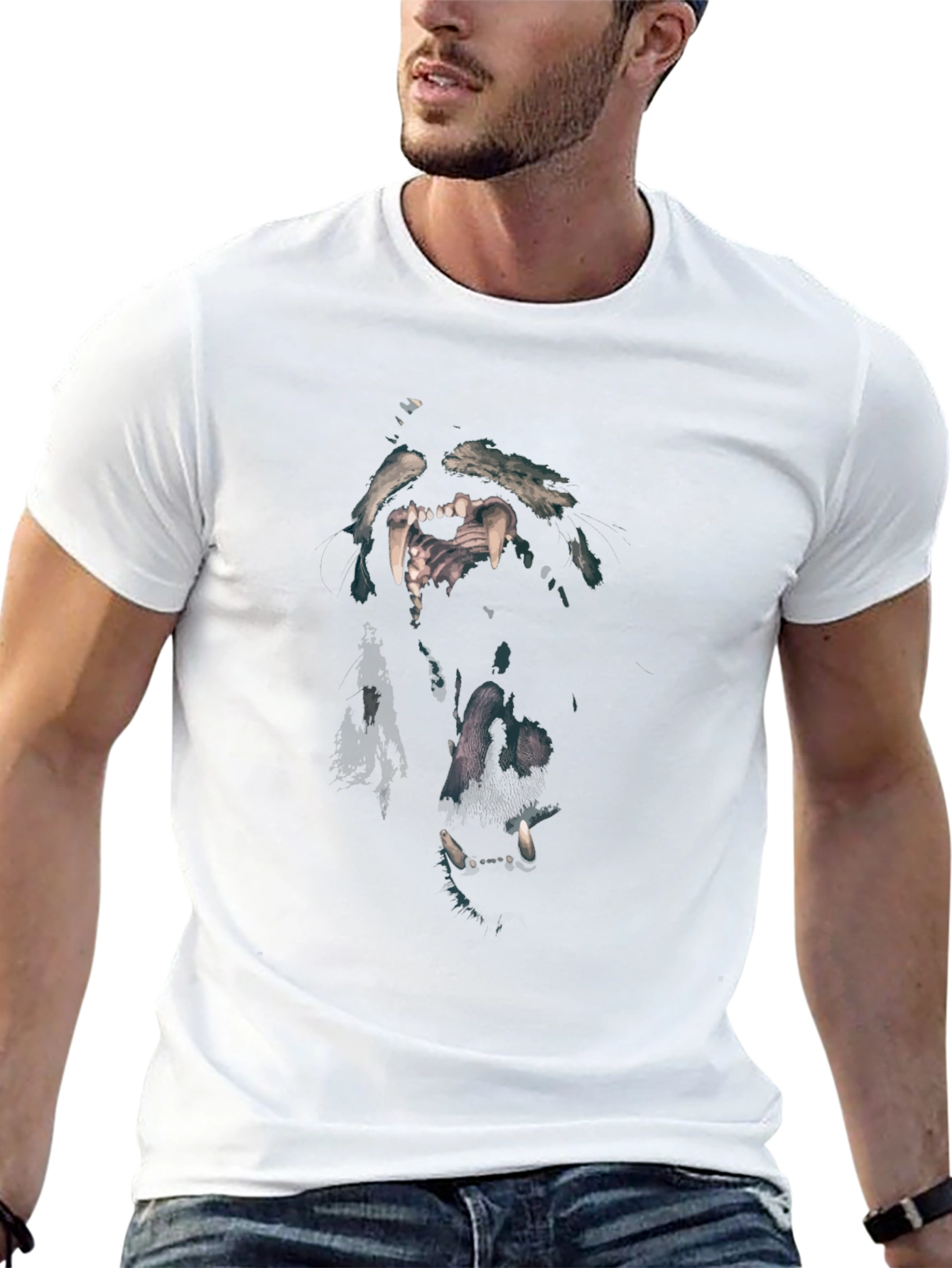 Wolf Graphic Print Black Crew Neck T-Shirt