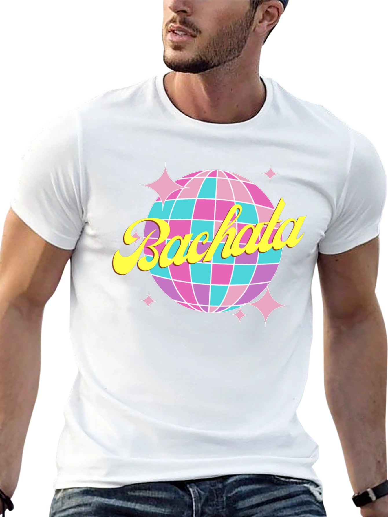 Bachata Disco Ball Graphic Tee - Retro Dance Shirt