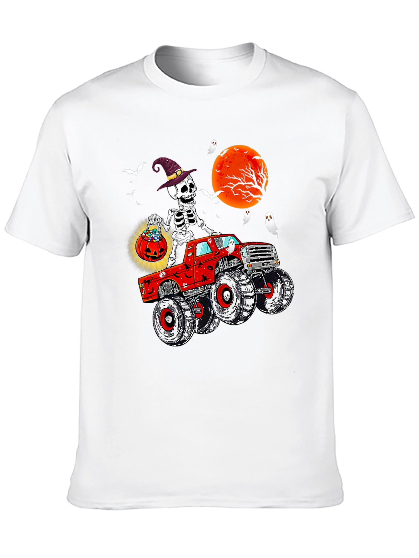 Spooky Skeleton Monster Truck Halloween T-Shirt