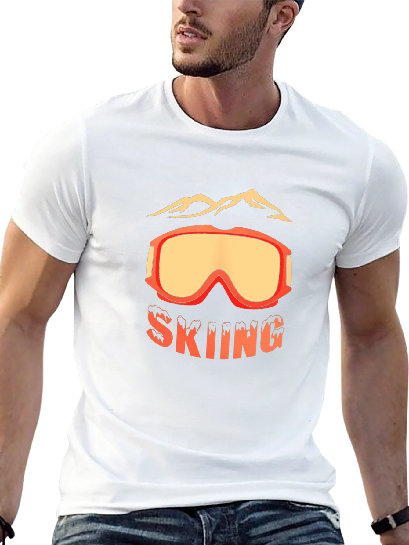 Skiing Goggles Graphic Tee - Black Cotton Blend T-Shirt