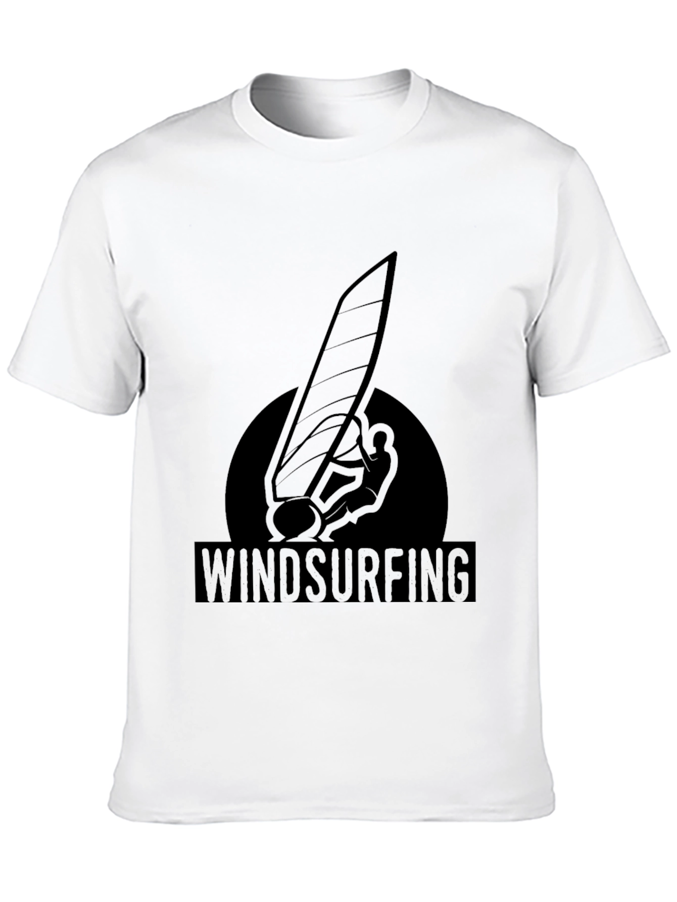 Windsurfing Graphic Tee - Black Cotton T-Shirt