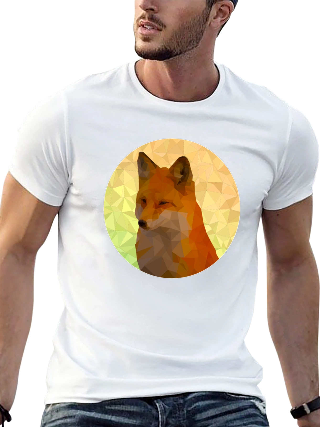 Geometric Fox Graphic Black T-Shirt