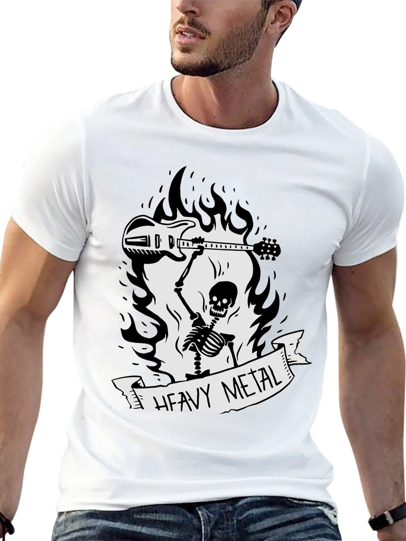 Heavy Metal Skeleton Guitar T-Shirt