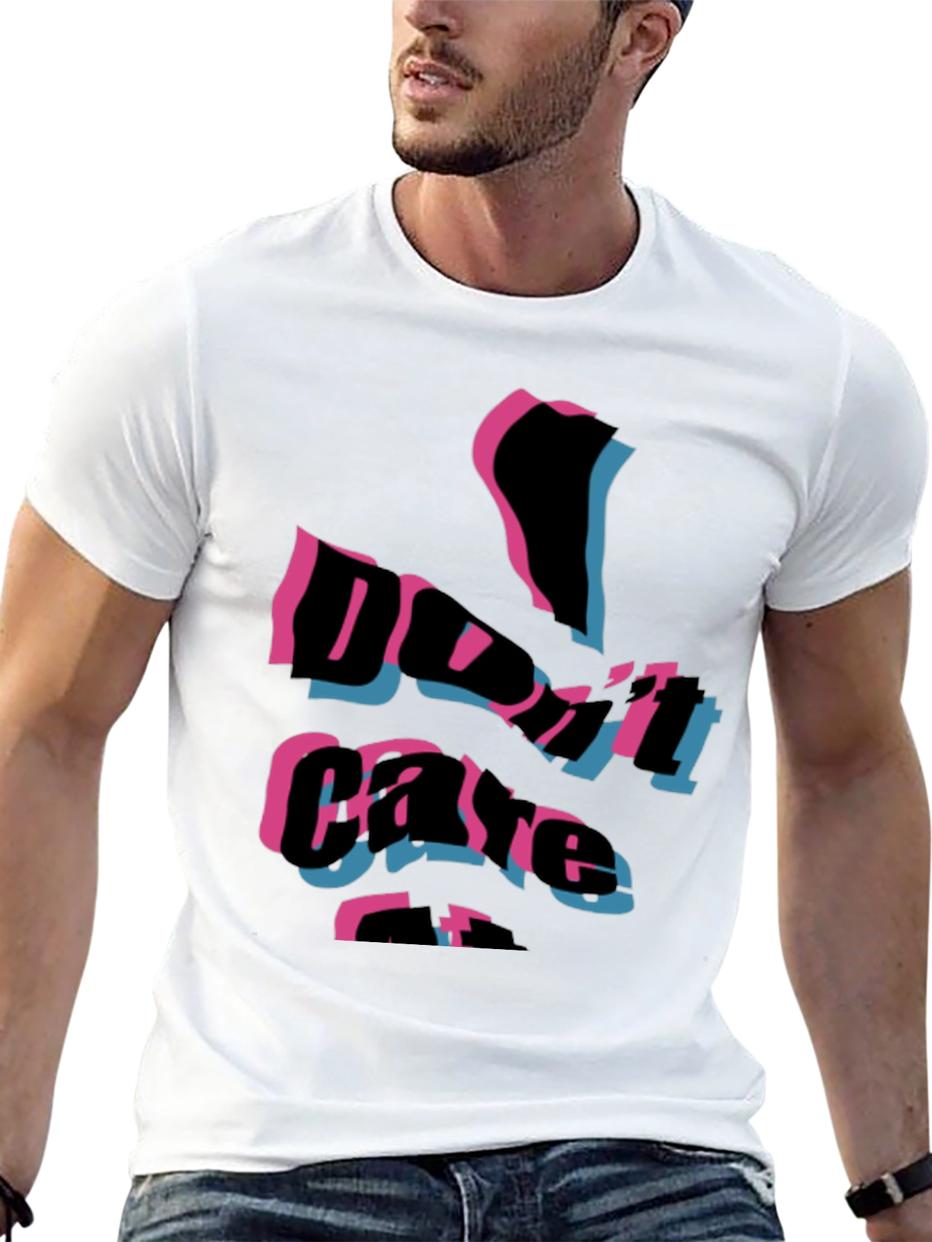 Edgy Dont Care Graphic Print Black T-Shirt