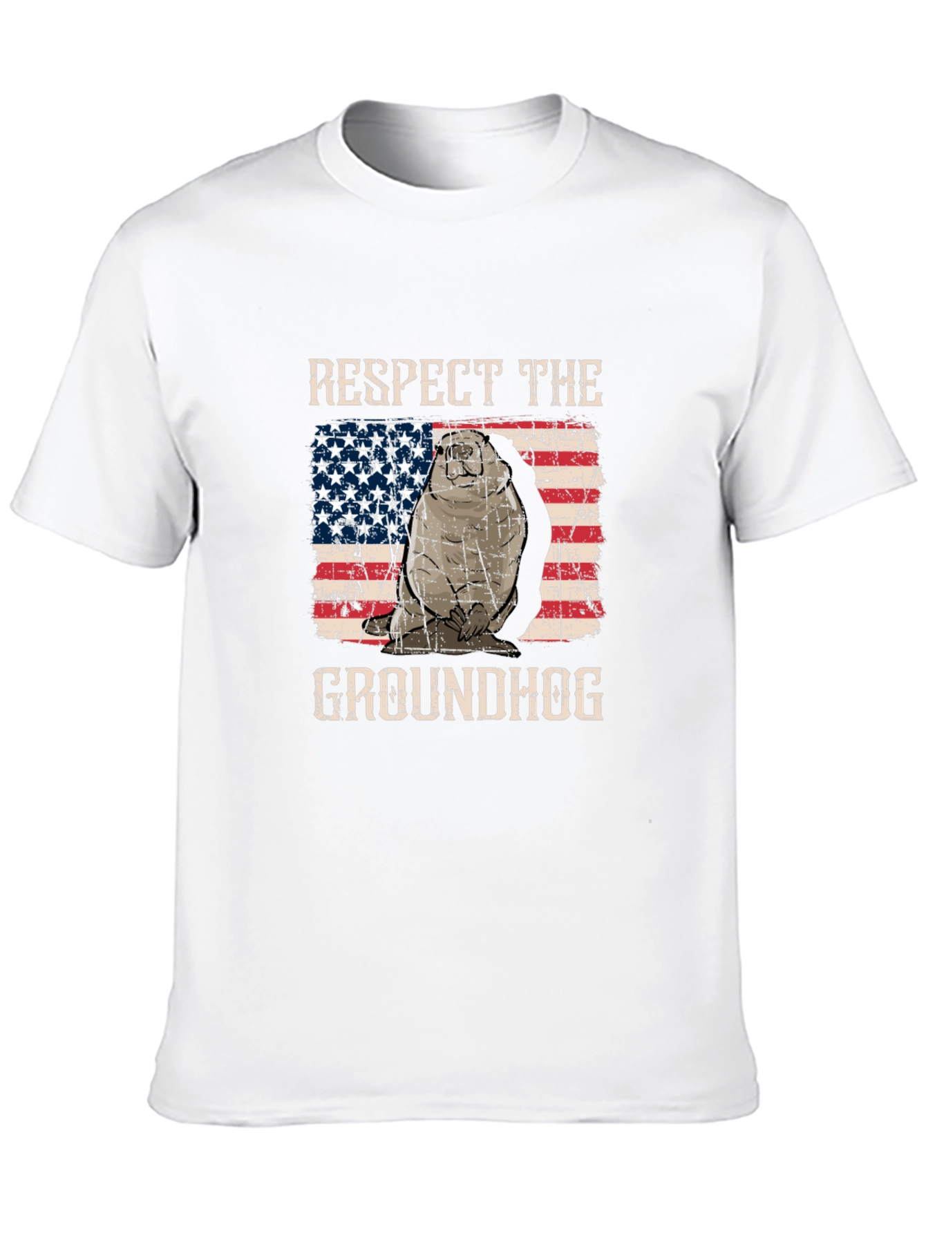 Respect the Groundhog USA Flag Graphic Tee