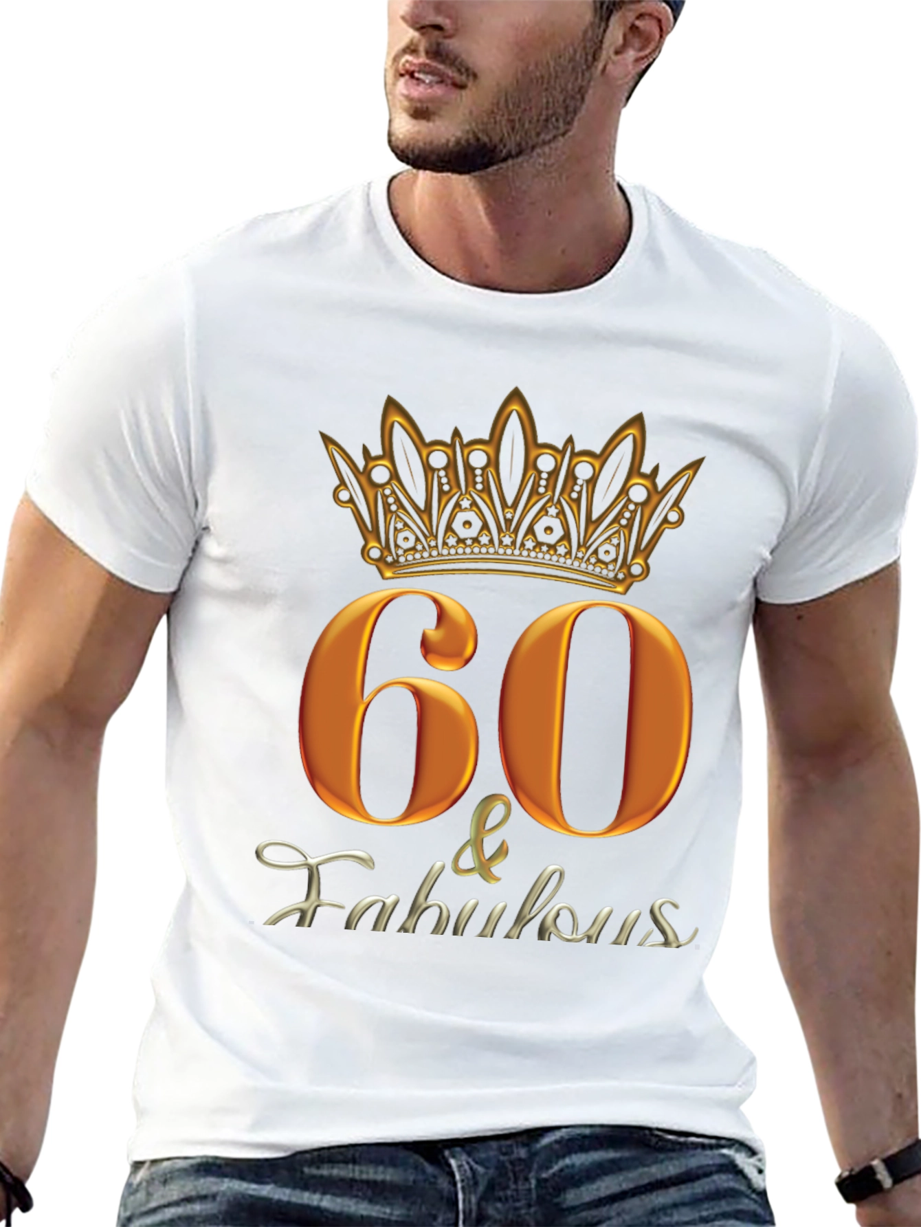 60 & Fabulous Black Graphic T-Shirt