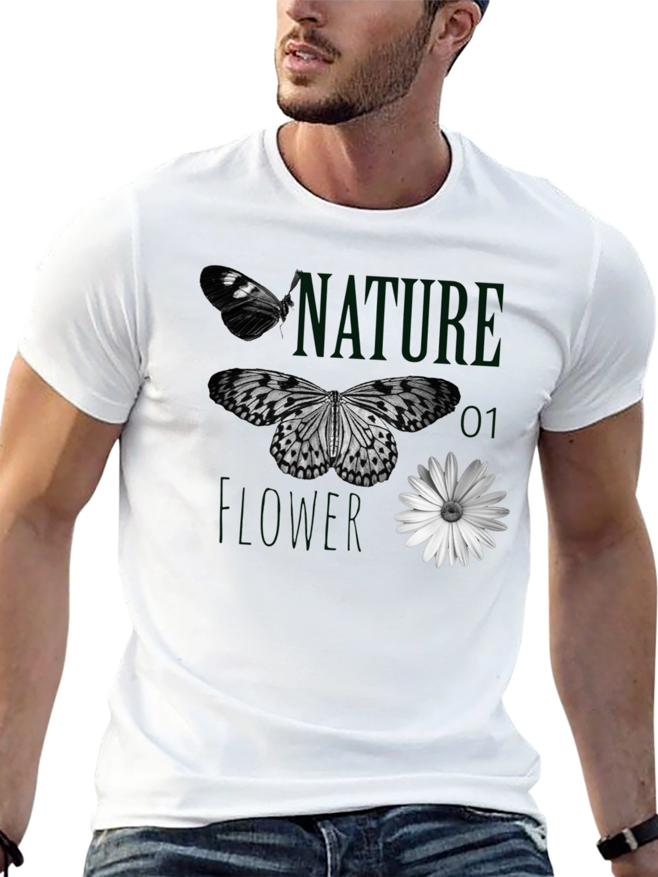Nature Flower Butterfly Graphic Tee