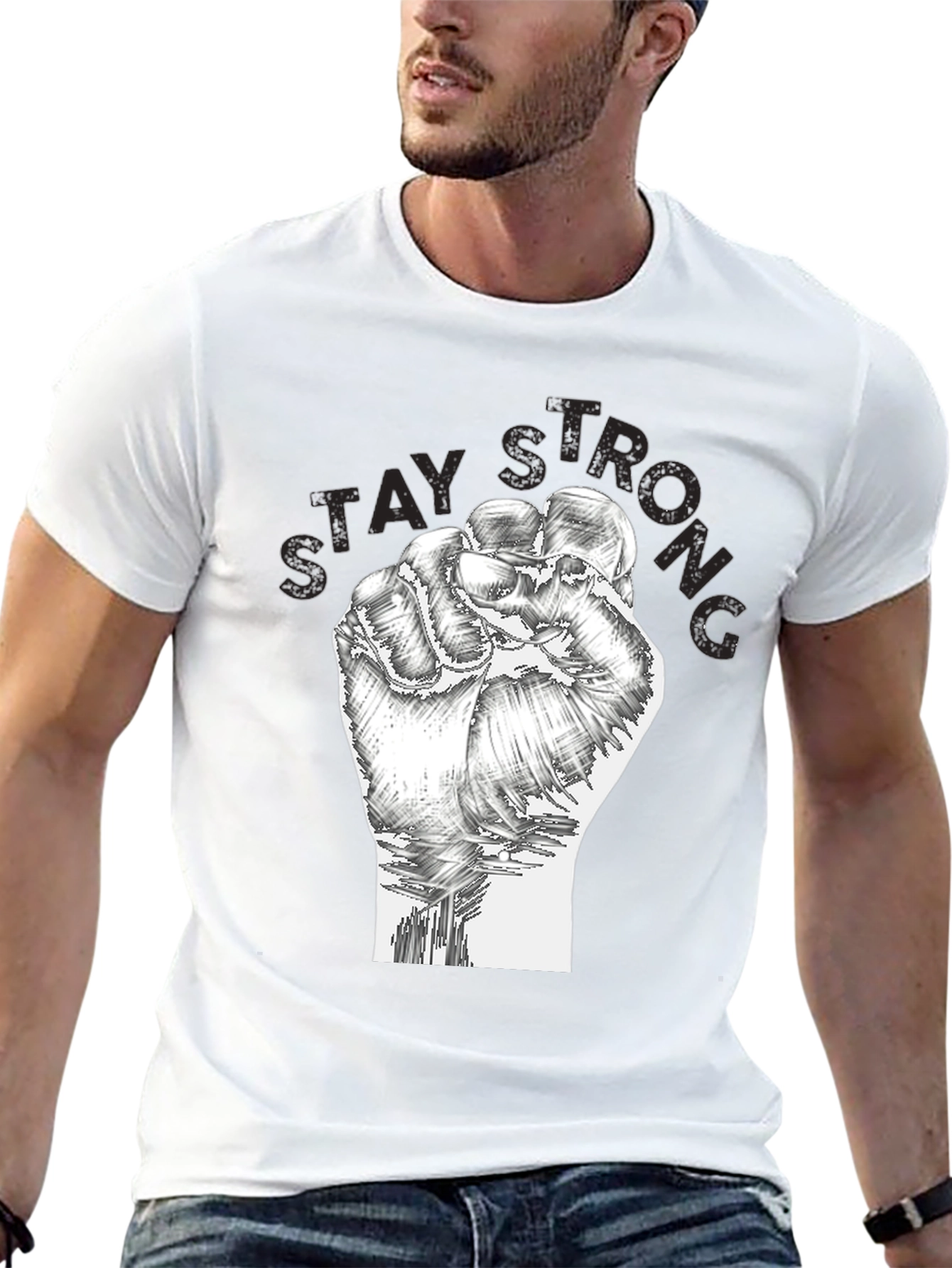 Stay Strong Graphic T-Shirt - Fist Design