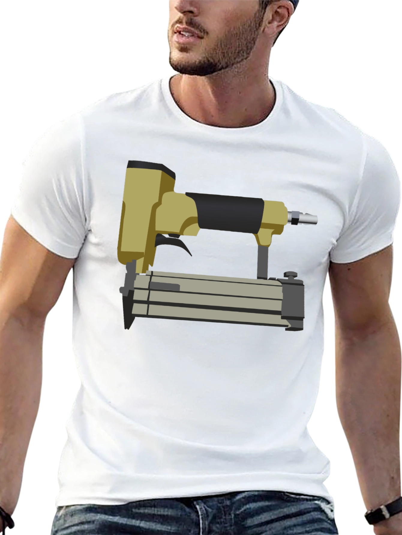 Nail Gun Graphic Tee - Black Cotton T-Shirt