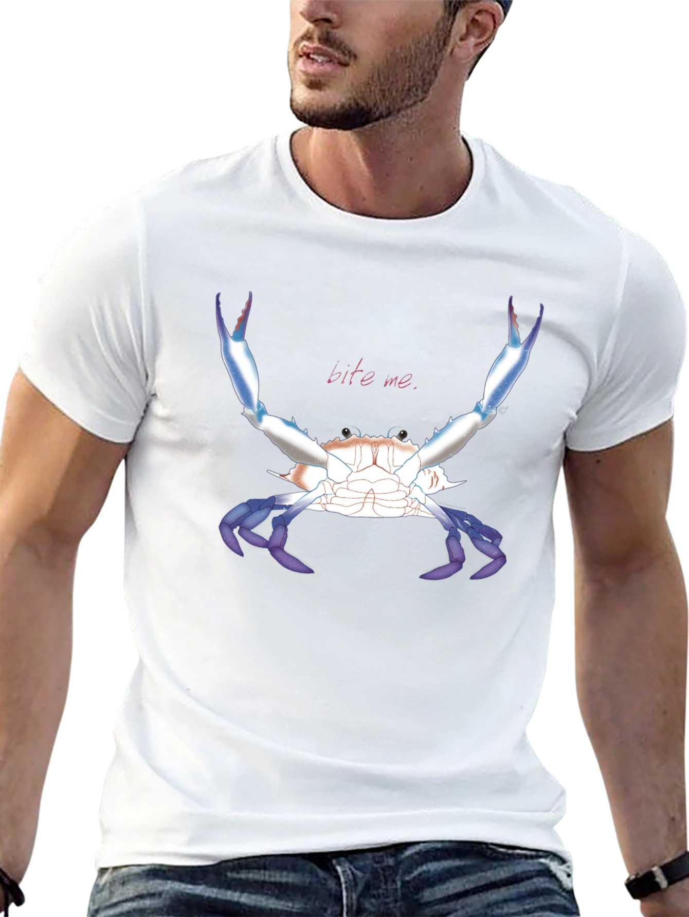 Bite Me Crab Graphic Tee - Black Cotton T-Shirt