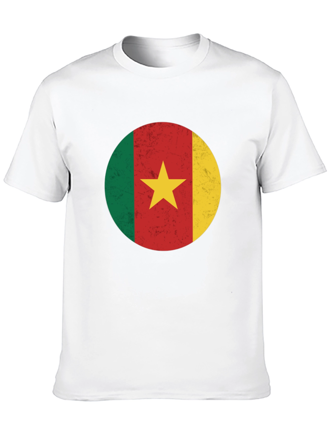 Cameroon Flag Graphic Tee - Black Cotton T-Shirt