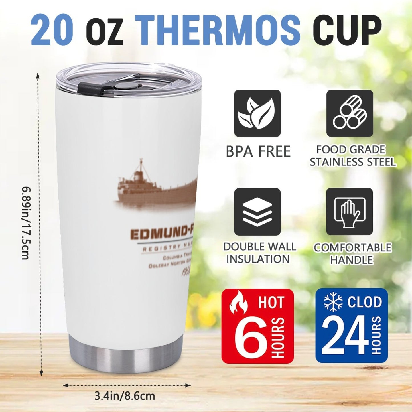 Outdoor-Ready Insulated Tumbler - Stainless Steel Graphic Design Reusable Cup