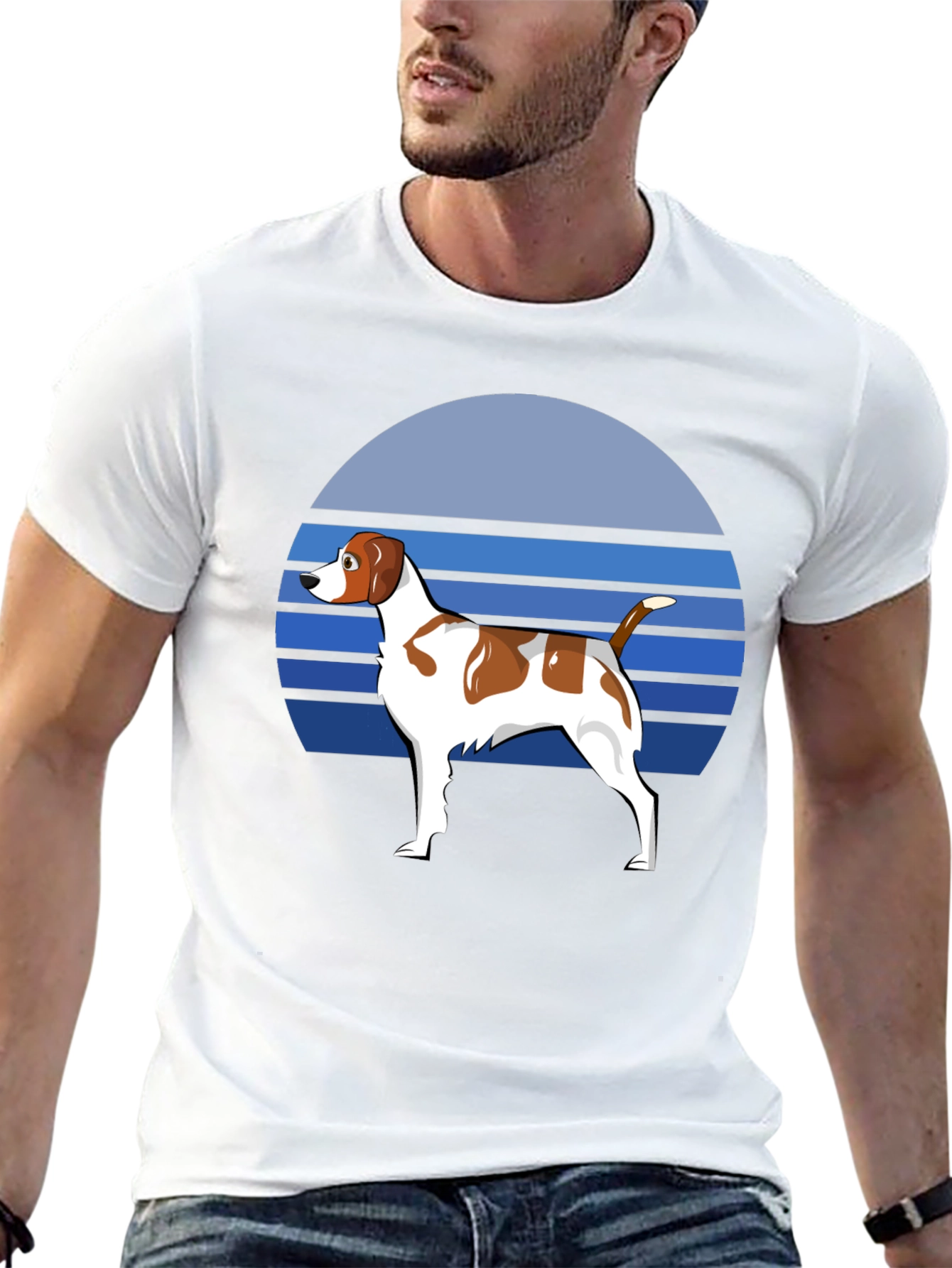 Dog Graphic T-Shirt: Retro Sunset Design