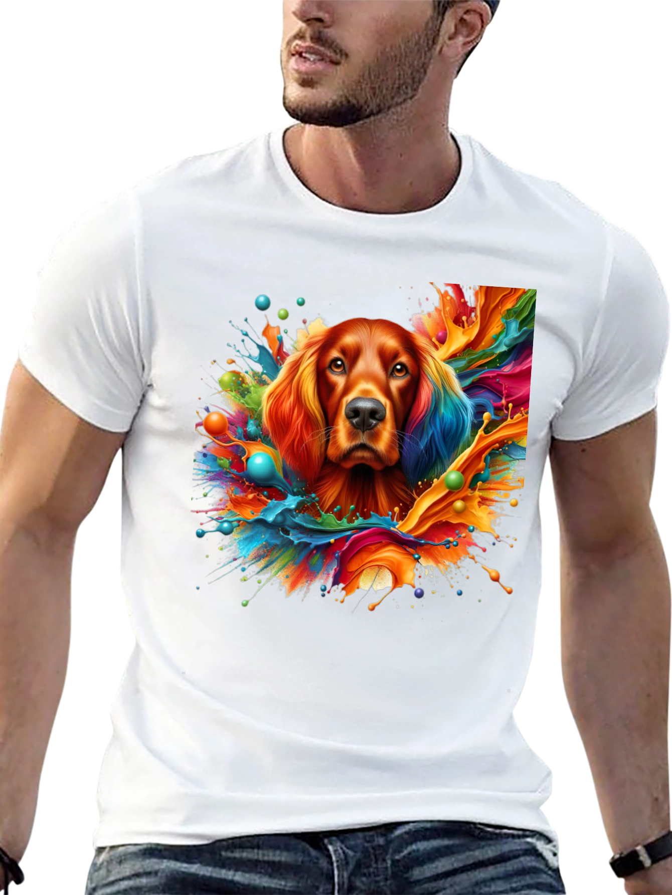 Vibrant Dog Art Black T-Shirt