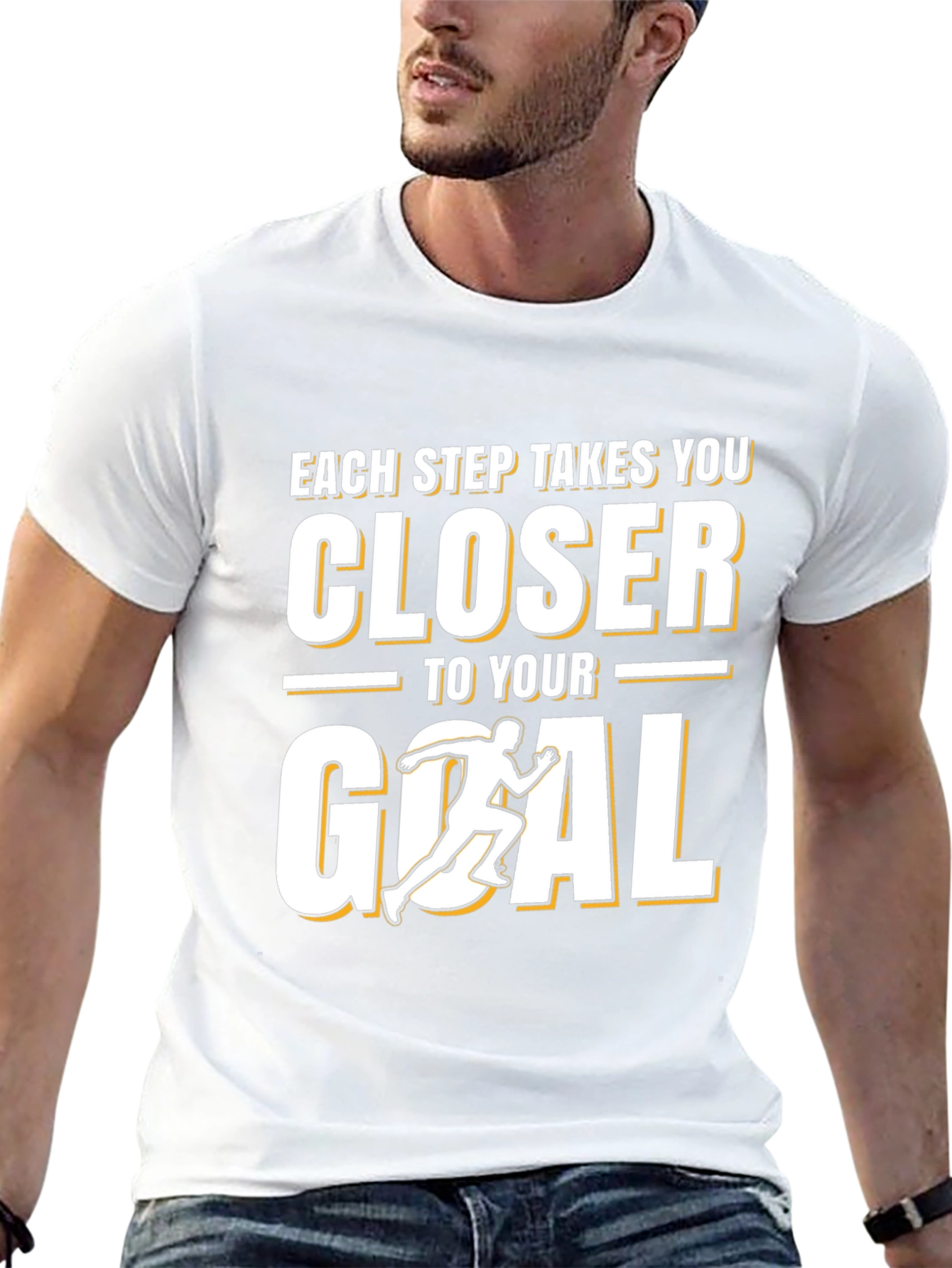 Motivational Each Step Closer to Goal Black T-Shirt