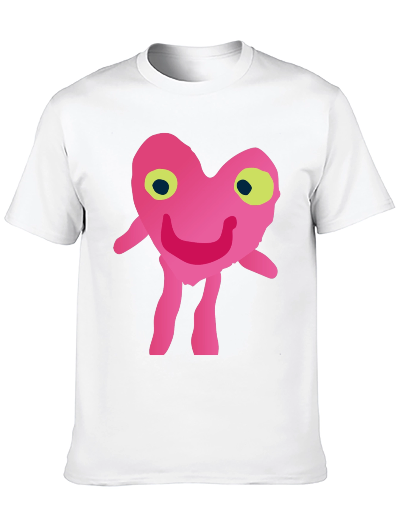 Funny Pink Heart Character Graphic T-Shirt