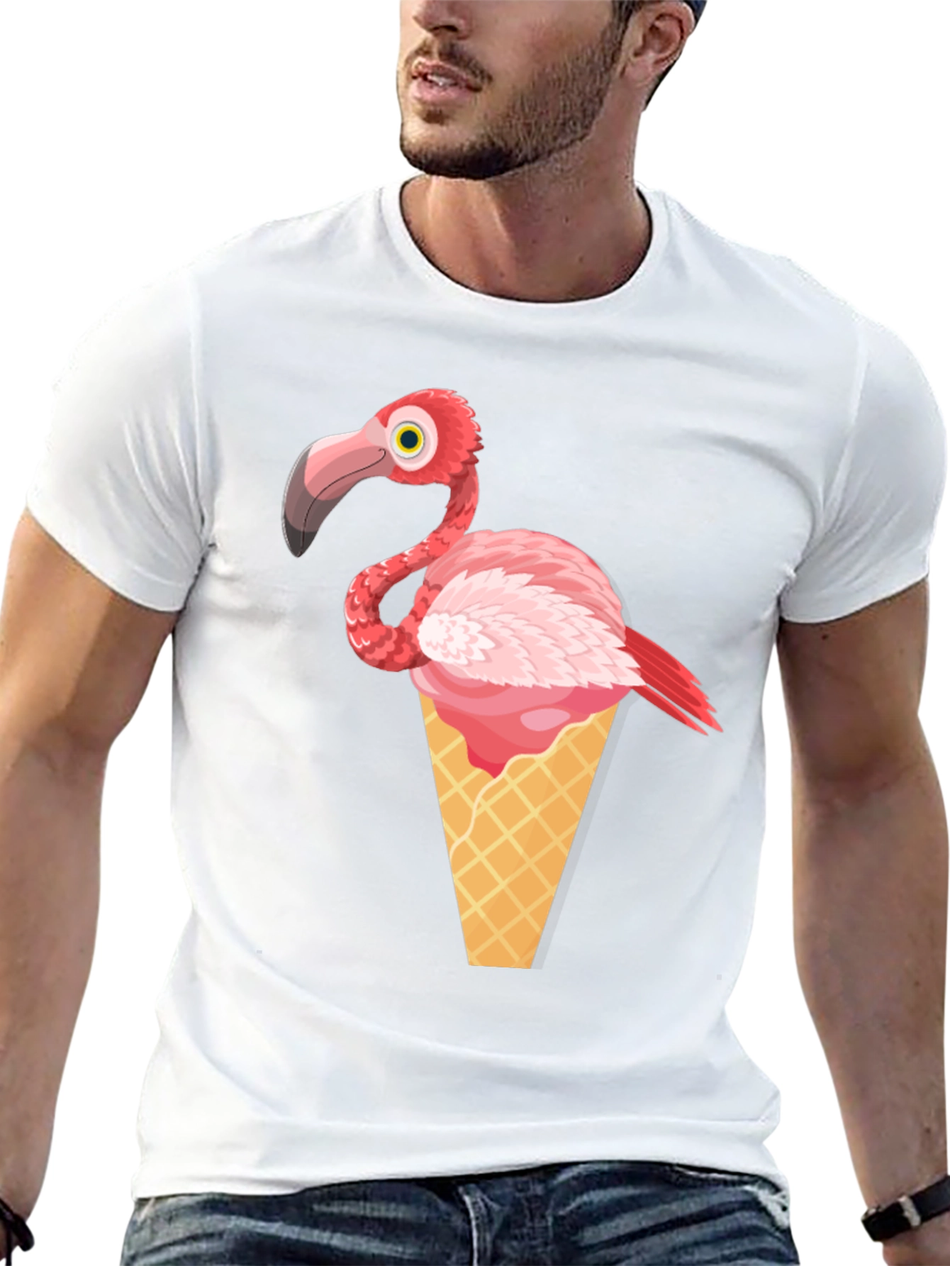 Flamingo Ice Cream Cone Graphic Tee