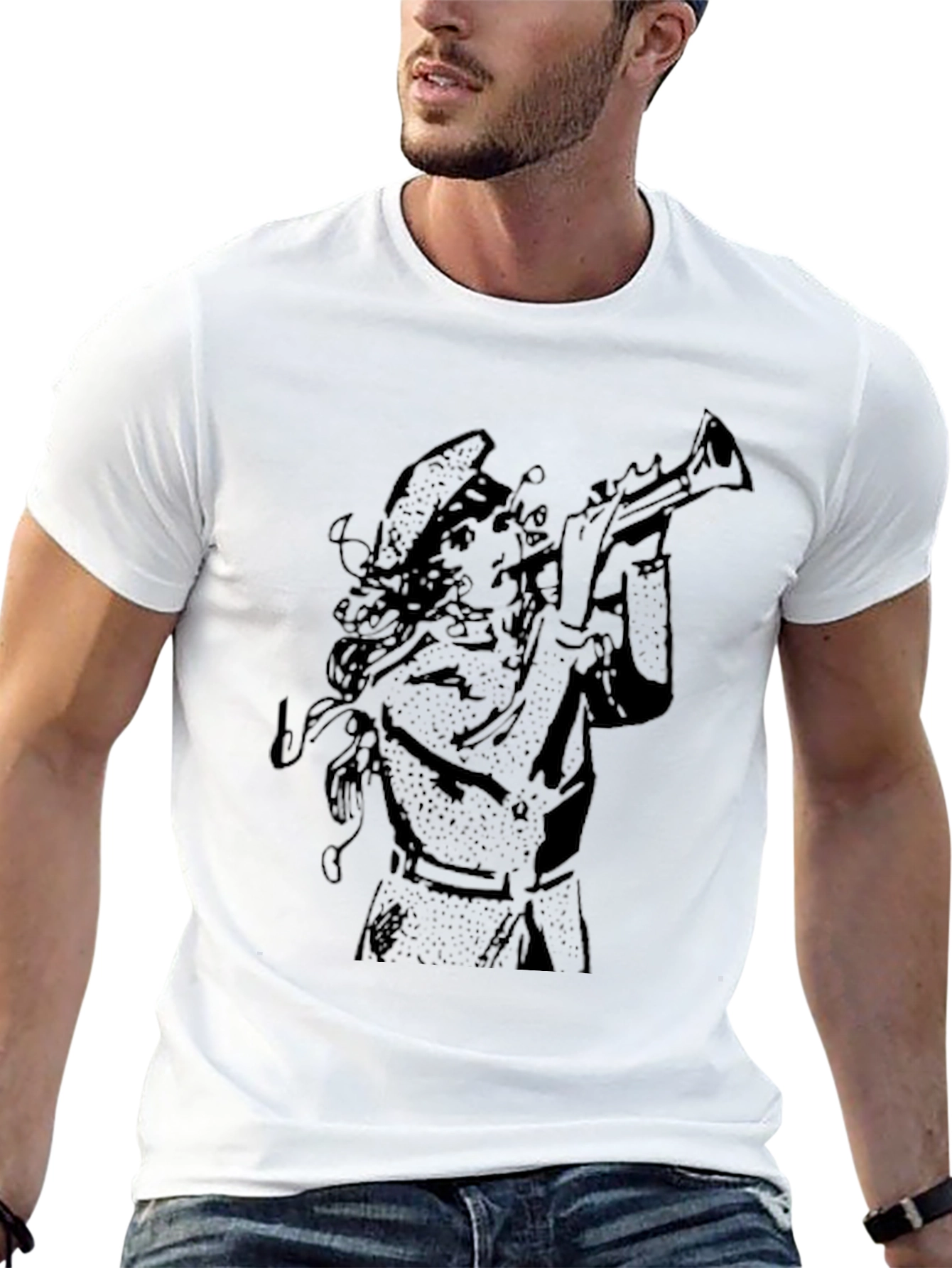 Graphic Trumpet Man Black T-Shirt