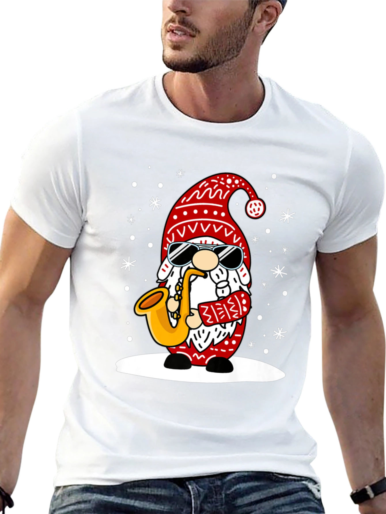 Festive Gnome Saxophone T-Shirt
