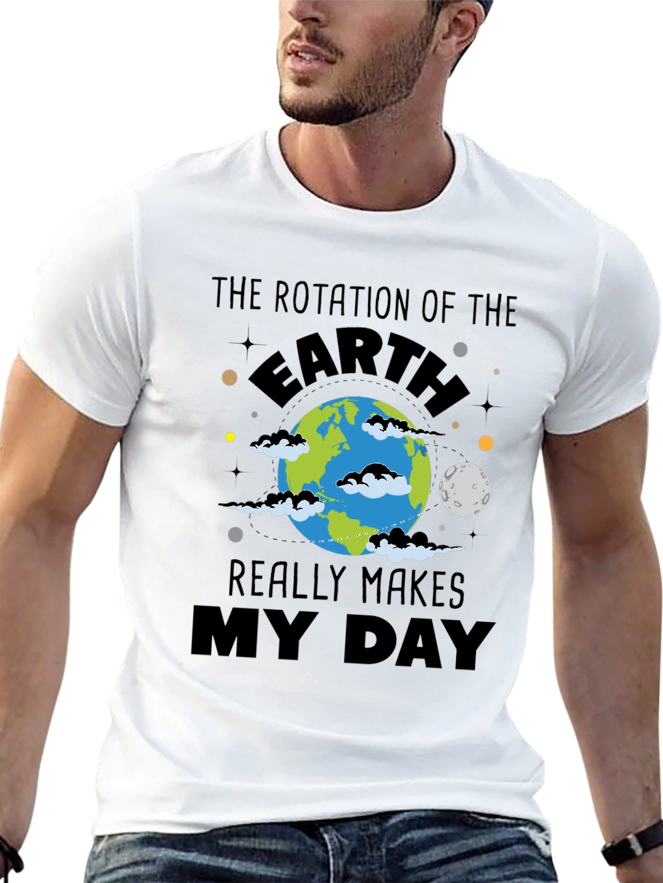 Earth Rotation Graphic Black T-Shirt