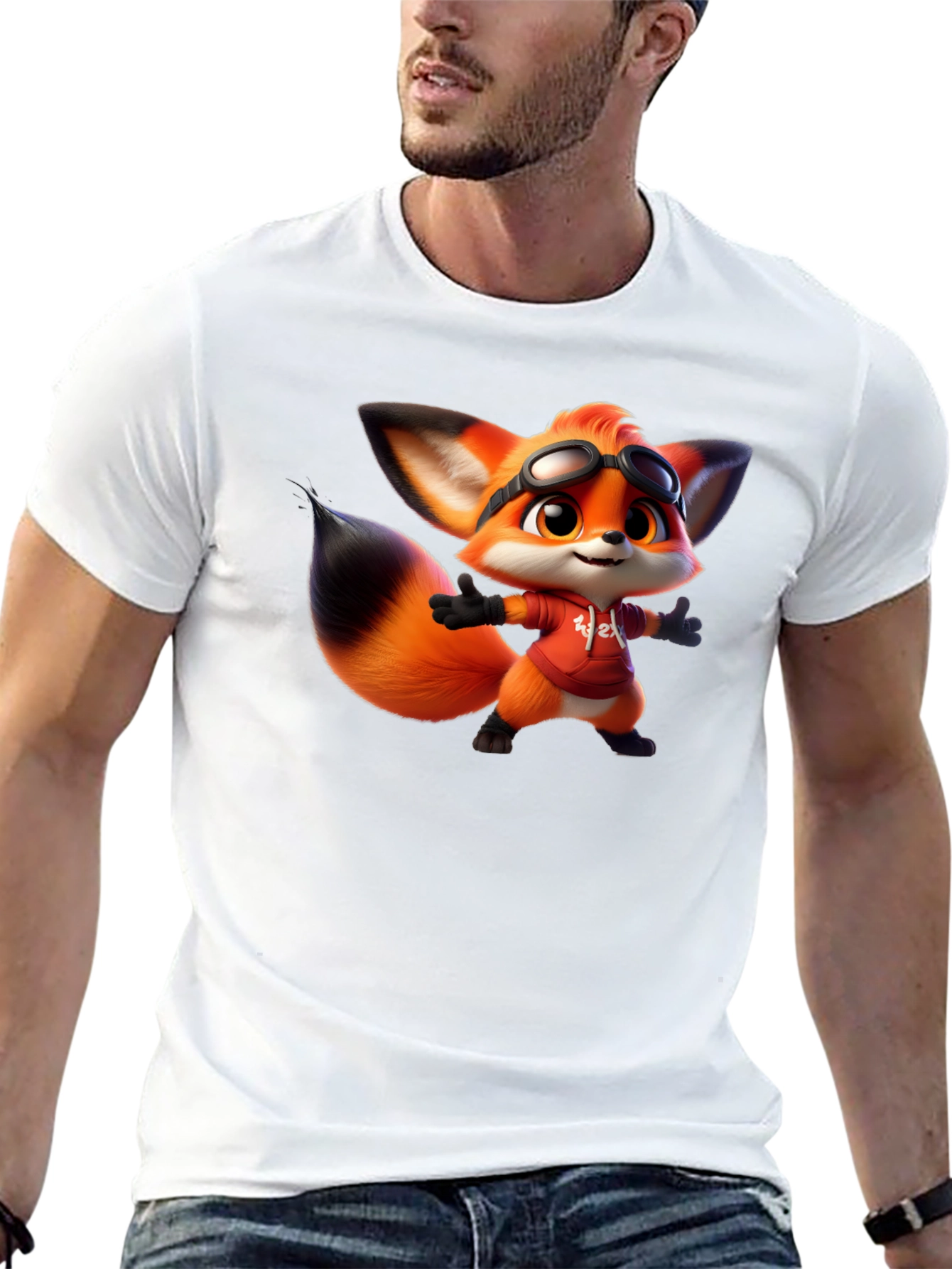 Cartoon Fox Graphic Tee - Soft Cotton Blend