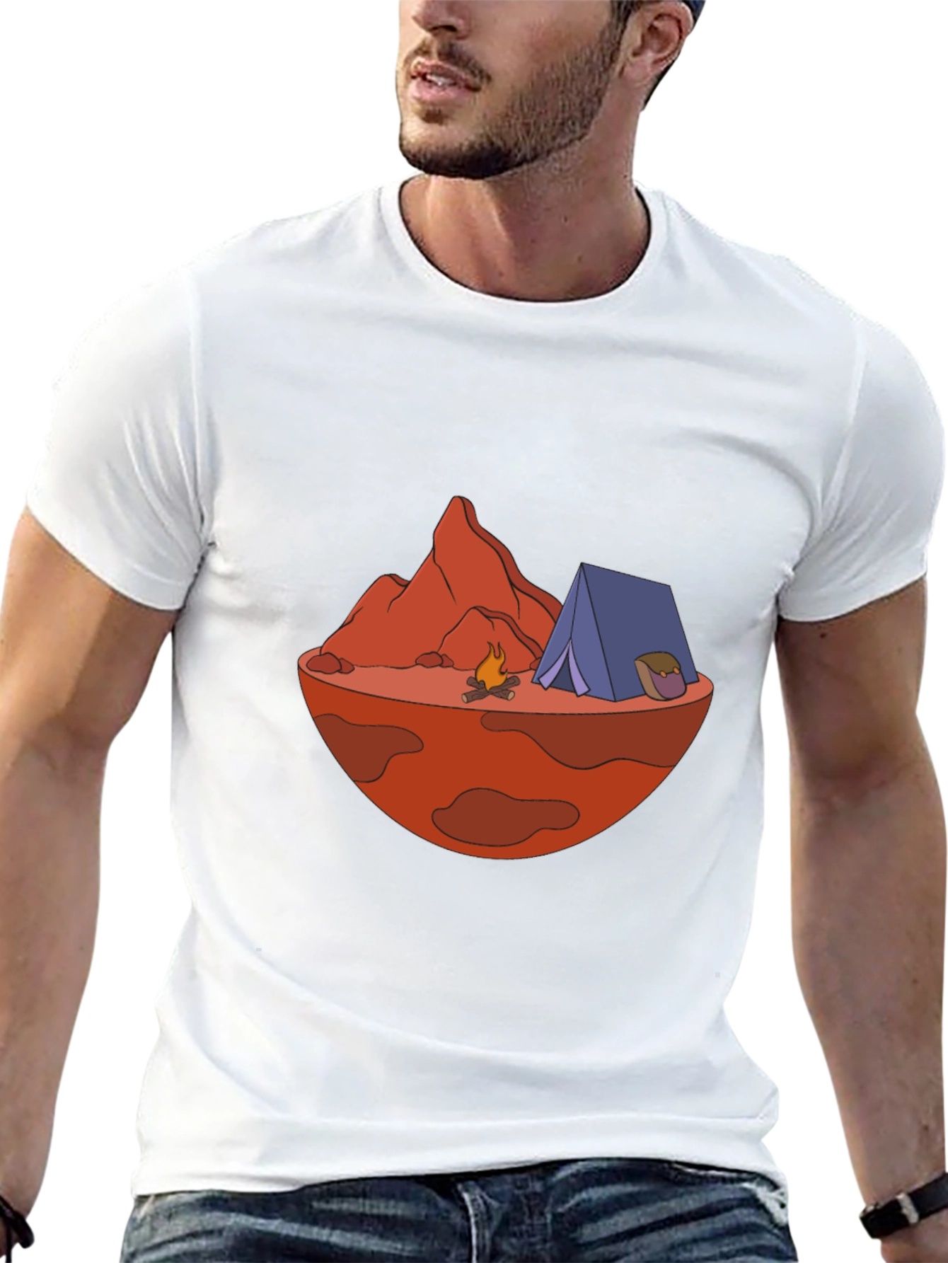 Camping on Mars Graphic Tee - Black Cotton Blend