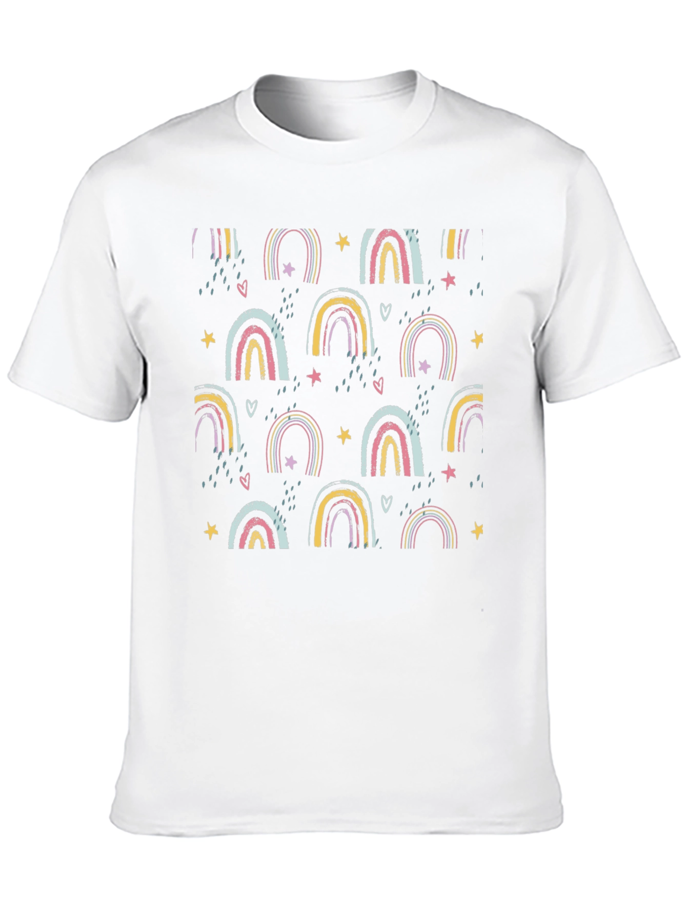 Rainbow Star Pattern Black T-Shirt
