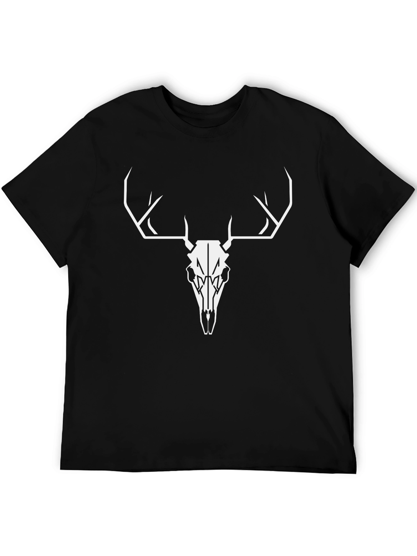 Buck Skull Graphic Tee - Black Cotton T-Shirt