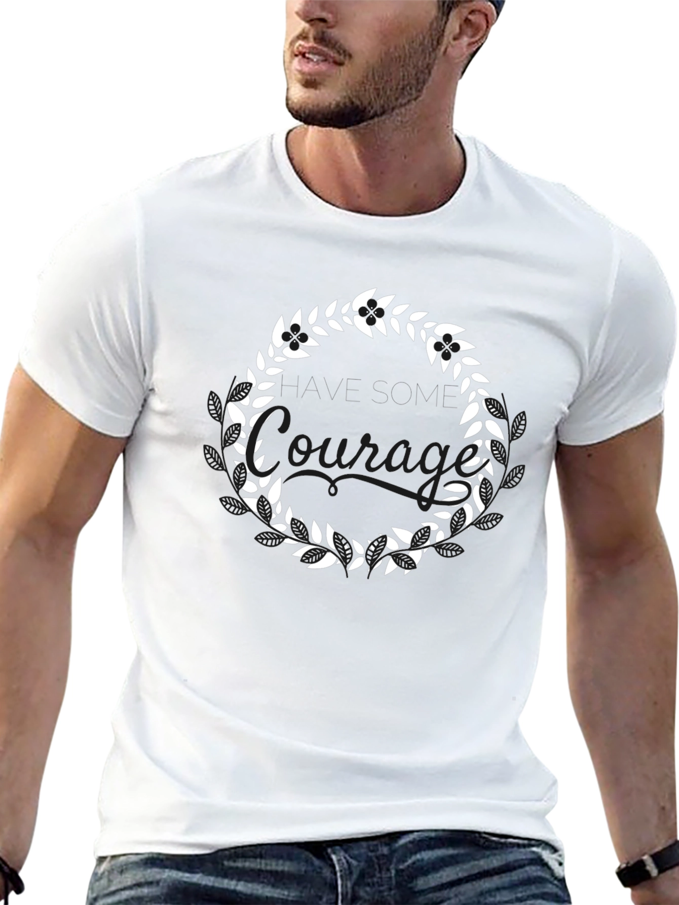 Leaf Wreath Graphic Tee - Stylish Black T-Shirt