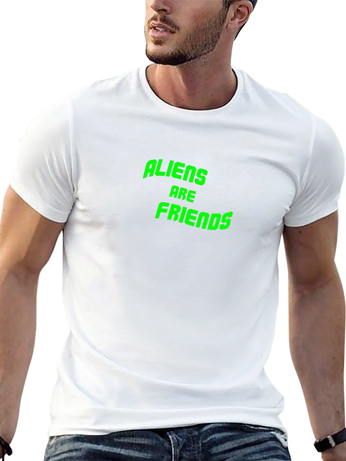 Aliens Are Friends Graphic T-Shirt - Black Cotton Tee