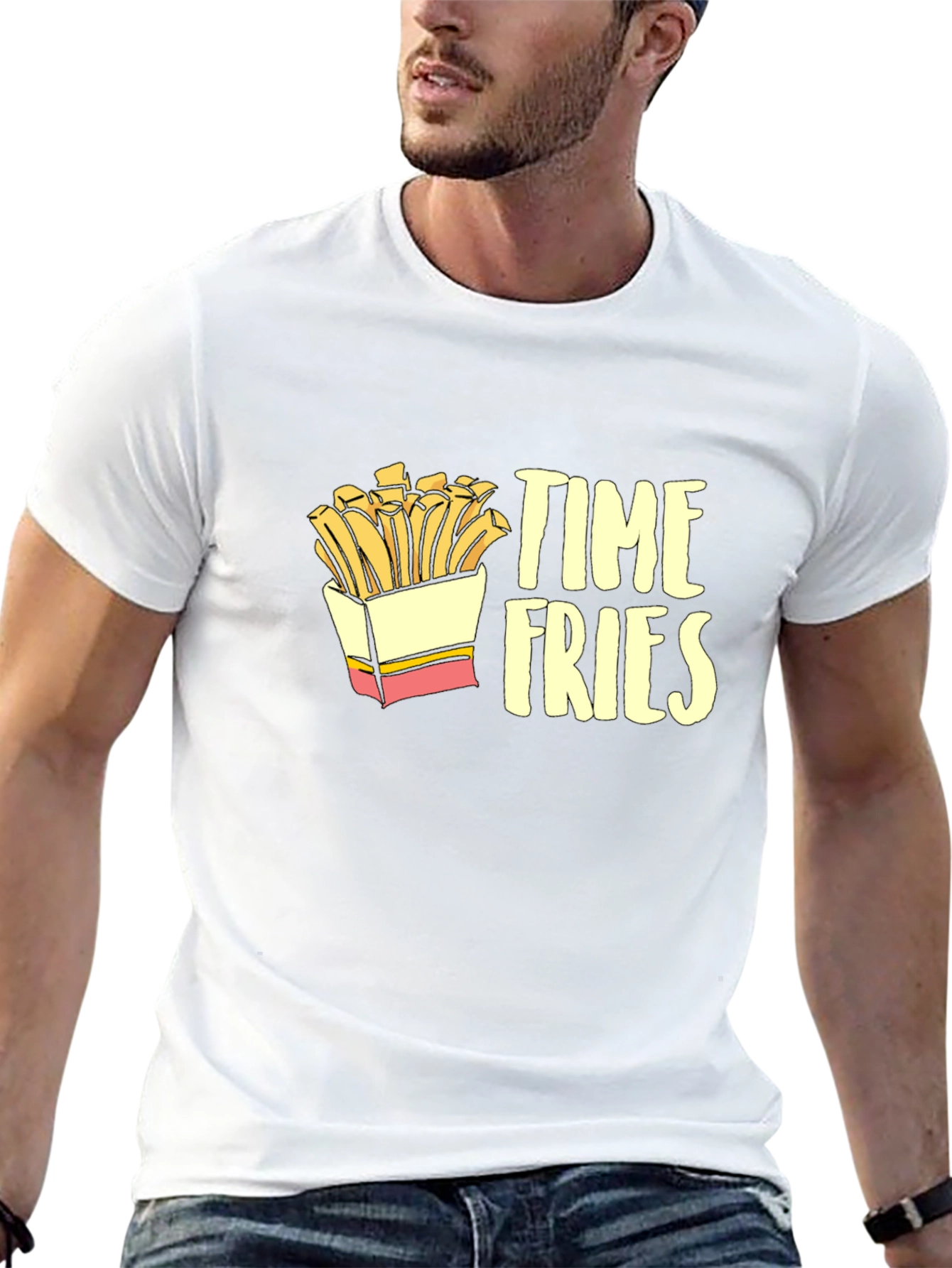Time Fries Mens Black Graphic T-Shirt