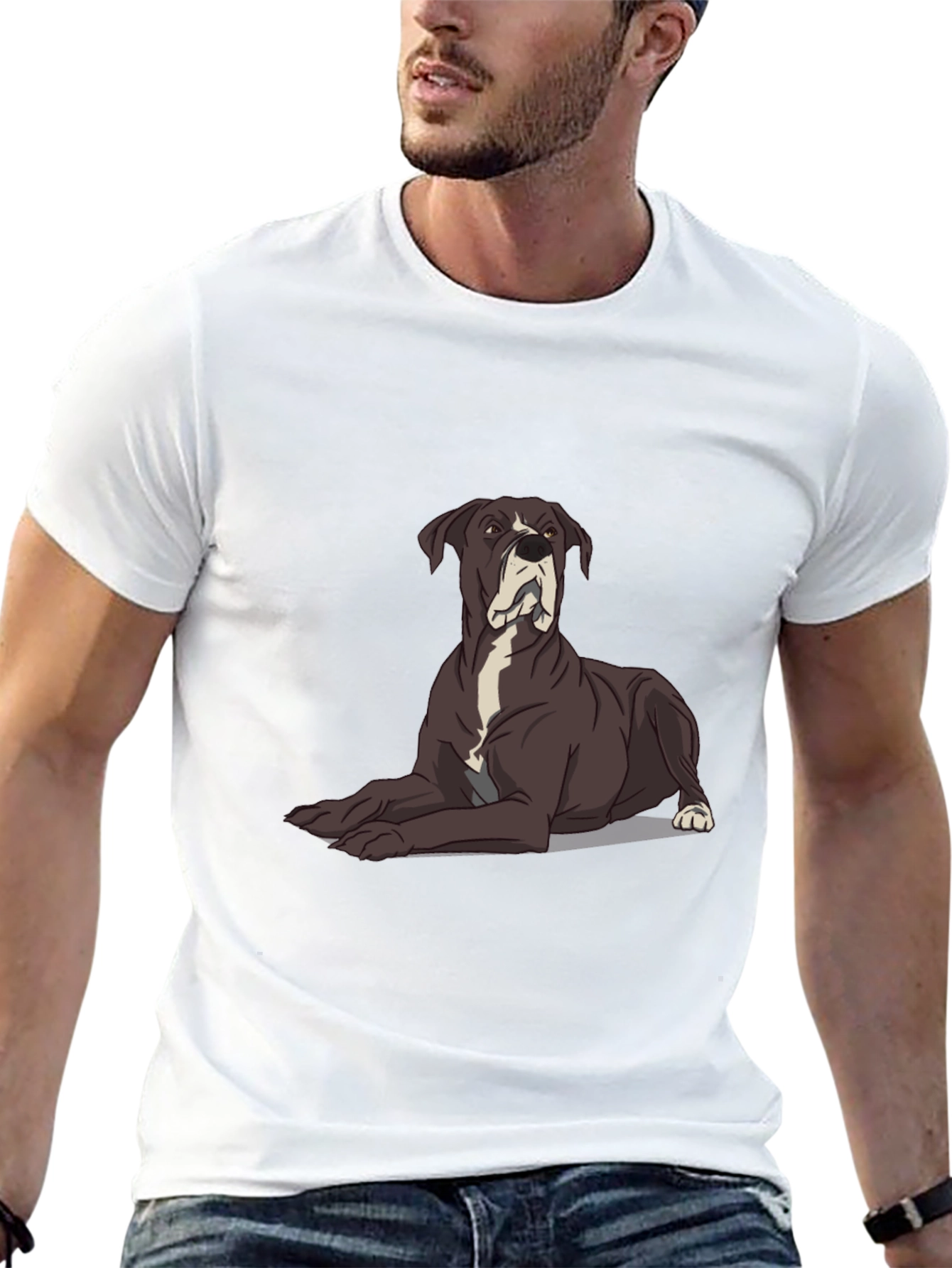Great Dane Dog Graphic Tee - Black Casual T-Shirt