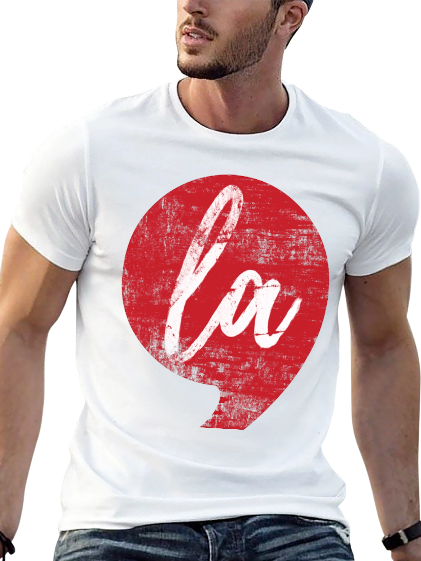 LA Graphic Tee - Distressed Red Print on Black