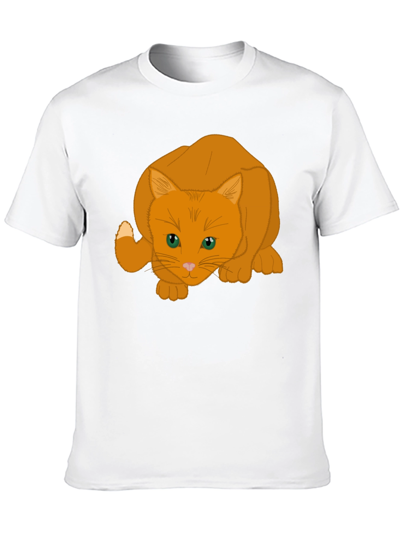 Orange Cat Graphic Tee - Soft Cotton Blend
